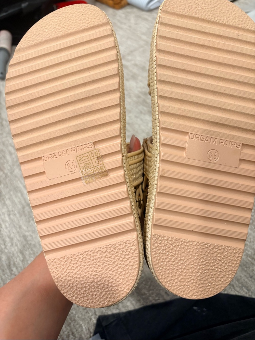 Dream Pairs Raffia Woven Platform Sandals Beige Size 8.5 - Picture 6 of 9